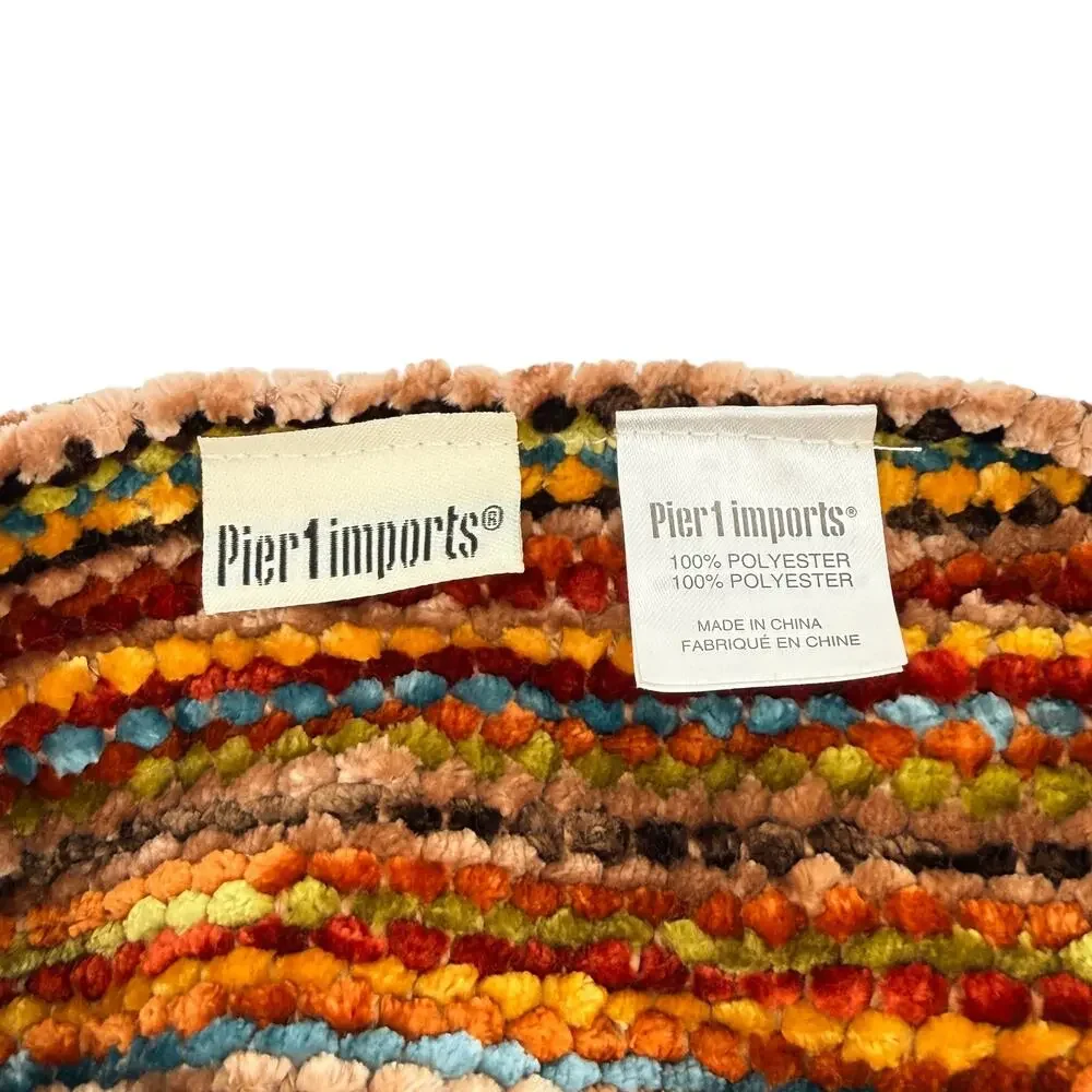 Pier 1 Imports Chenille Throw Blanket 72x56 Multicolor Striped Fringe 72 X 56